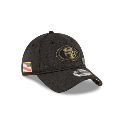 Black San Francisco 49ers Hat - New Era NFL Salute To Service 9TWENTY Adjustable Caps USA5937264